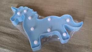 Blue 3D LED Unicorn night light for kids with decorative bulbs for a magical glow