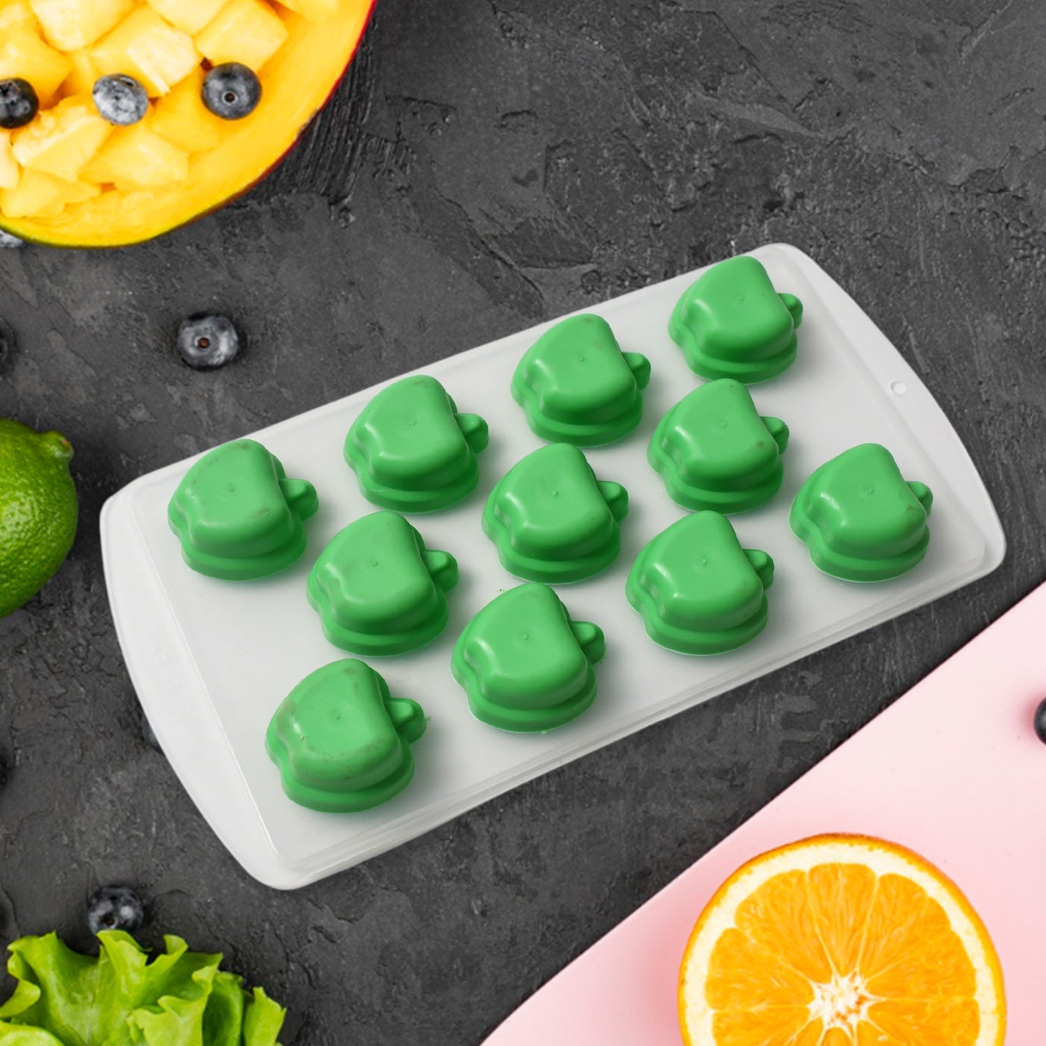 Silicone Mold Ice Cube Tray Creative Sweet Multi Type Ice Tray Buckets, Ice Cube - 5703_apple_shape_ice_tray_1pc