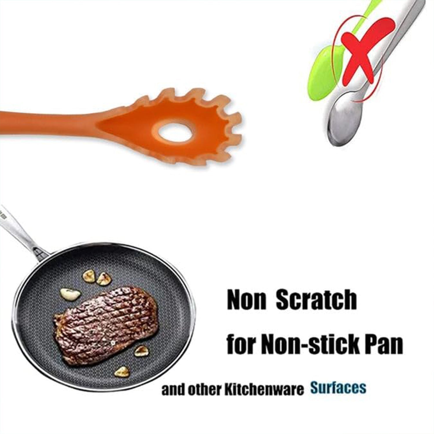 Multipurpose Silicone Spoon, Silicone Basting Spoon Non-Stick Kitchen Utensils H - 5659_silicone_pasta_fork_6pc_no52