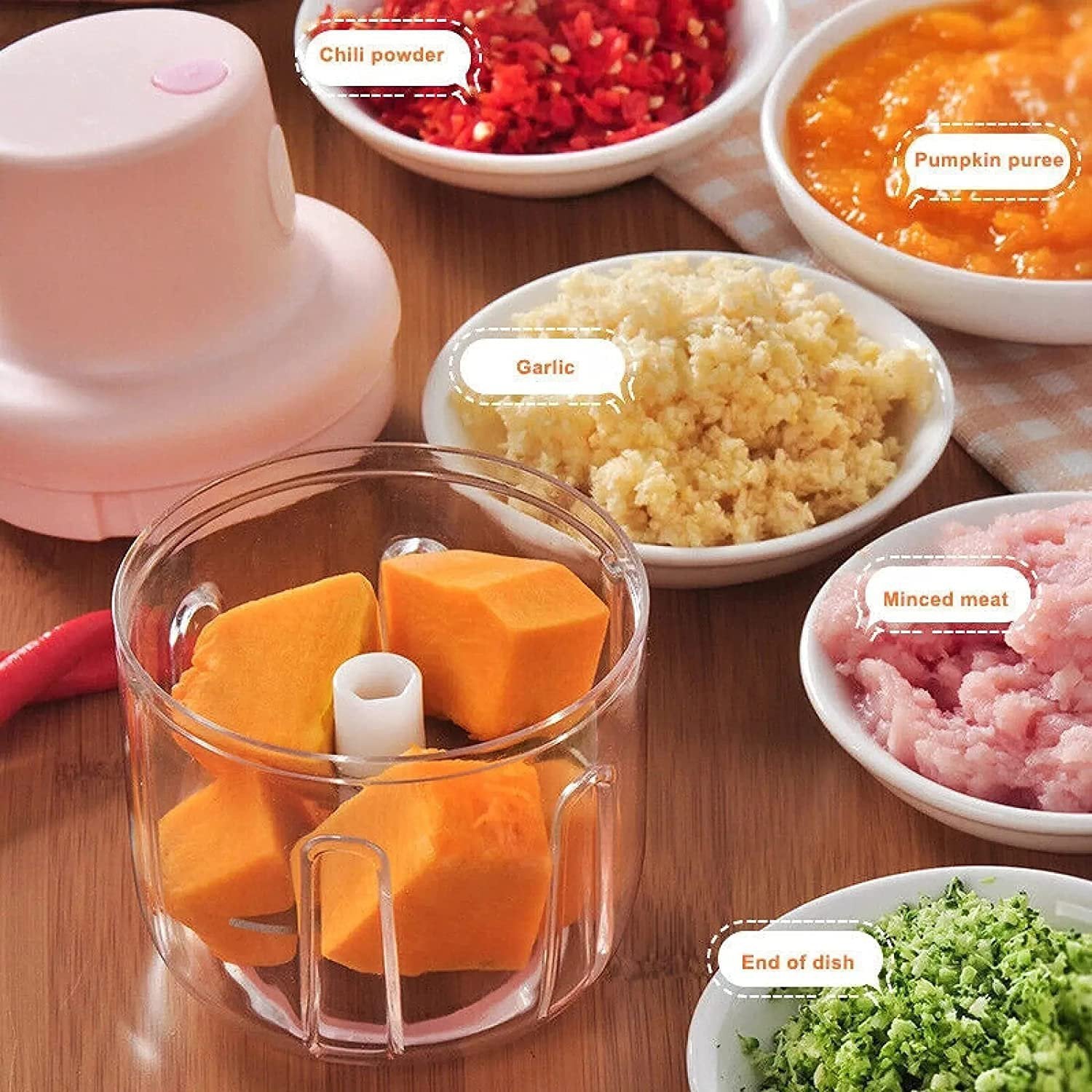 250ml mini garlic chopper, electric with clear container