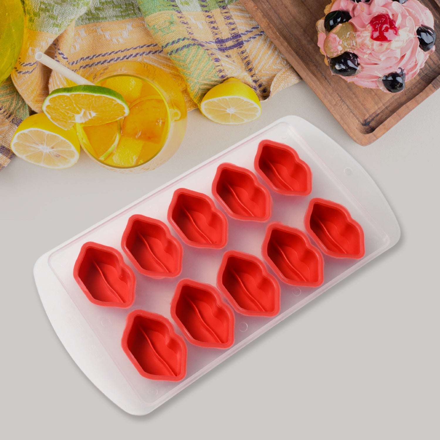 Silicone Mold Ice Cube Tray Creative Sweet Multi Type Ice Tray Buckets, Ice Cube - 5704_lips_shape_ice_tray_1pc