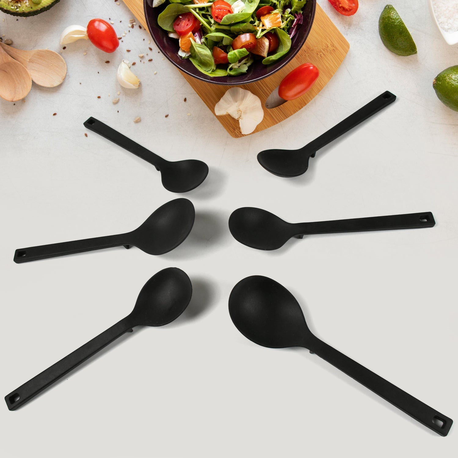 Multipurpose Silicone Spoon, Silicone Basting Spoon Non-Stick Kitchen Utensils H - 5665_silicone_cooking_spoon_6pc_no43