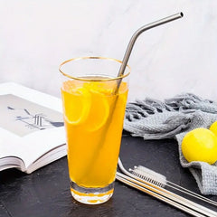 Reusable Stainless Steel Straw with cleaning Brush Long Drinking Straws for Coff - 8543_ss_straw_with_cle_brush_5pc_no2