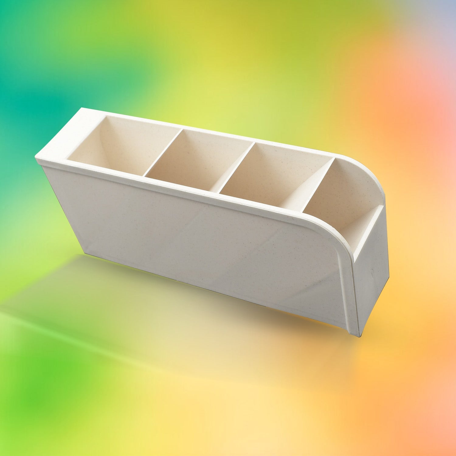 Plastic 4 Compartment Office Desktop Storage Box, Pen Pencil Stand/Holder Statio - 4335_4comp_desktop_storage_box