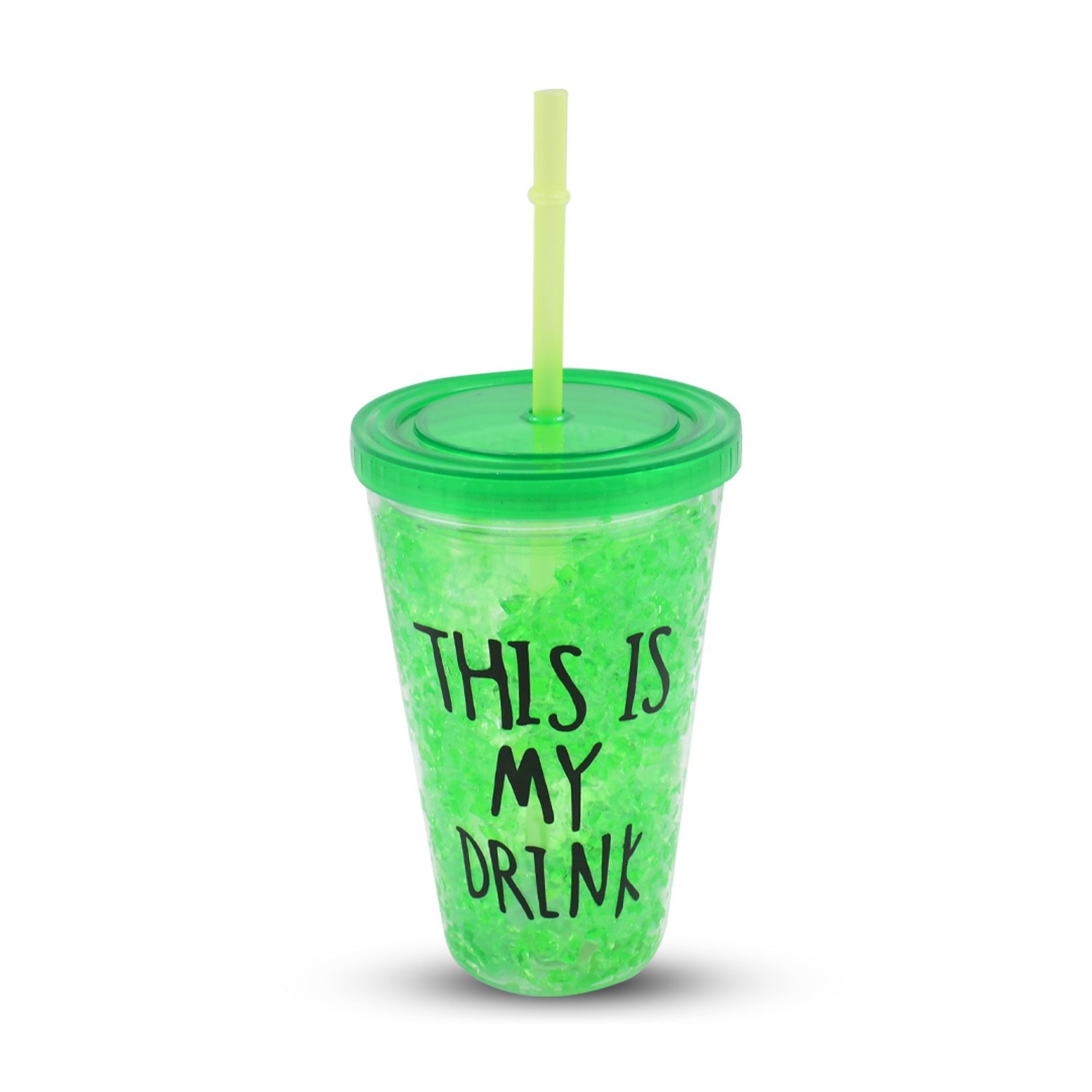 Plastic Drink Cup, Tea Coffee Tumbler with Lid and Straw (1 Pc) - 13164_cute_pla_tumbler_n_straw_1pc