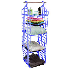 Multipurpose 5 Layer Folding Clothes Storage Racks||Closet for Students Wardrobe - 4670_5l_folding_cloth_hanger_blue