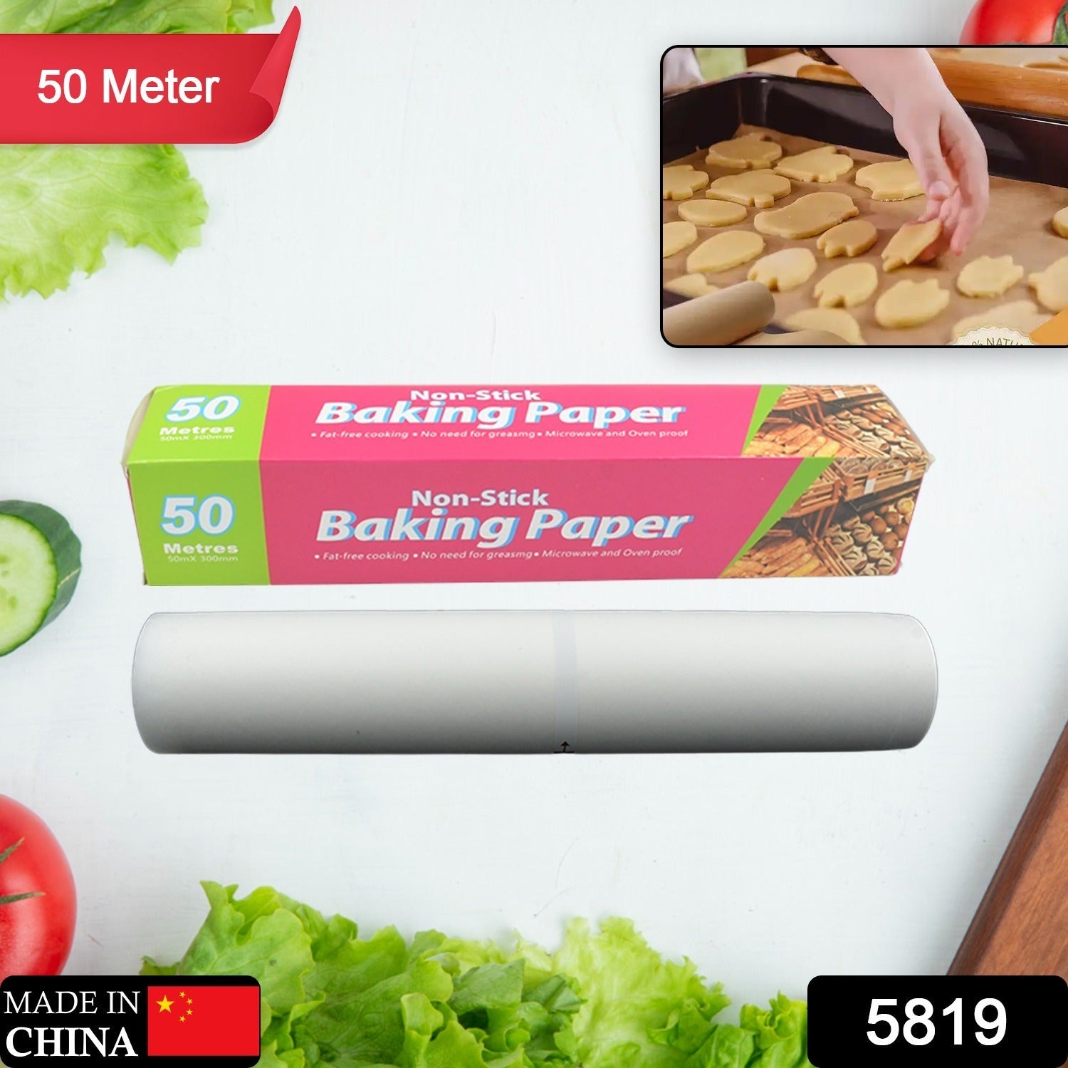 Non-Stick Parchment Paper: Easy Cleanup for Baking, Grilling & More (Microwave & - 5819_50mtr_baking_paper