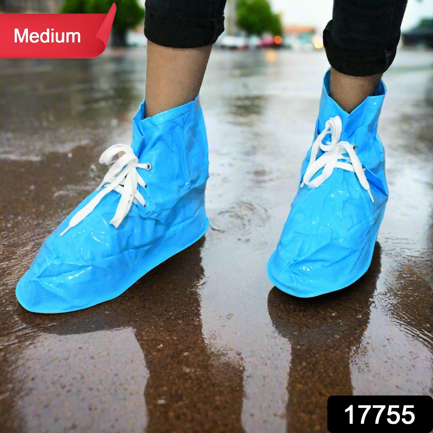 Plastic Shoes Cover Reusable Anti-Slip Boots Zippered Overshoes Covers & Shoe la - 17755_rain_medium_shoe_cover_1pair_no1