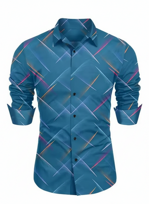 Blue patterned shirt on a white background