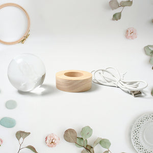 Stylish 3D crystal ball lamps for bedroom with wooden base and USB power cord for easy use