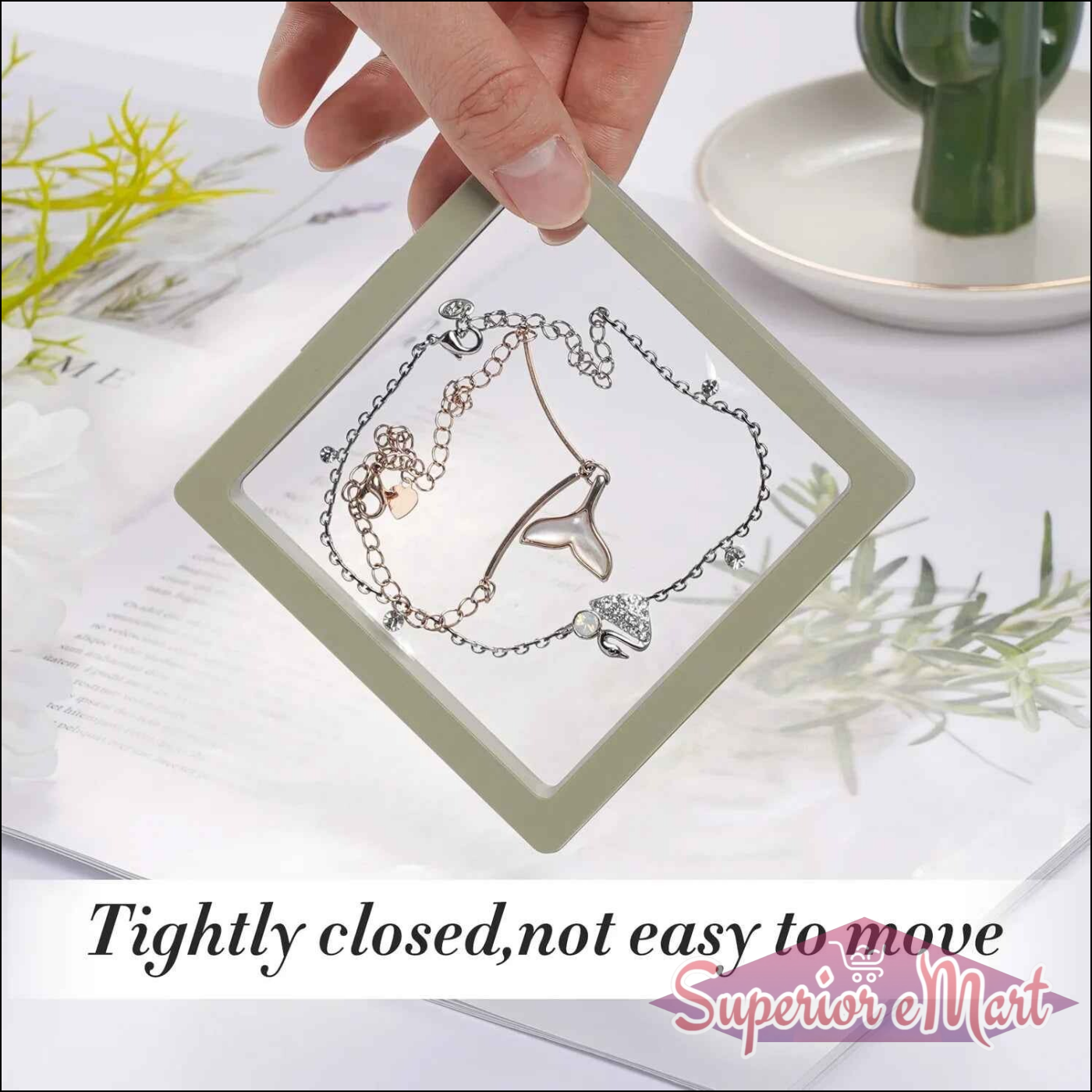 3D floating display frame 1 pc showcasing jewelry with a sleek design, ideal for home decor