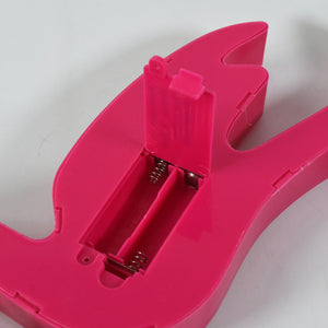 3D LED Flamingo night light for kids with pink design featuring a battery compartment