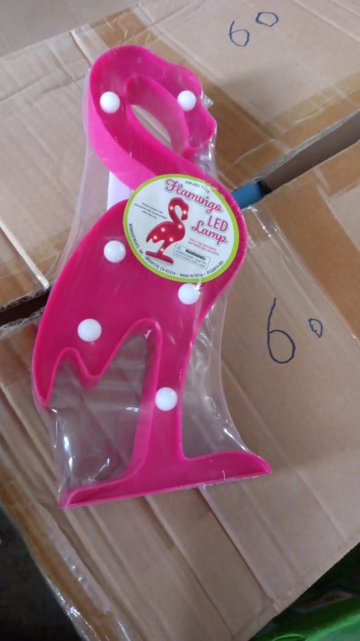 3D LED Flamingo night light for kids in vibrant pink color with white bulbs for a fun night ambiance