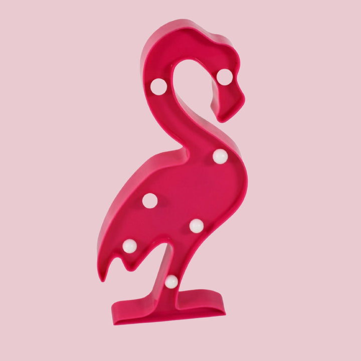 3D LED Flamingo night light for kids in vibrant pink with a playful design and glowing bulbs