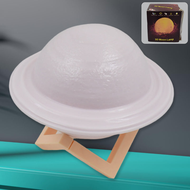 3D Saturn Lamp Night Light on a wooden stand, perfect for creating a soothing ambiance