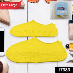 Non-Slip Silicone Rain Reusable Anti skid Waterproof Fordable Boot Shoe Cover (E - 17983_xl_yellow_sili_shoe_cover