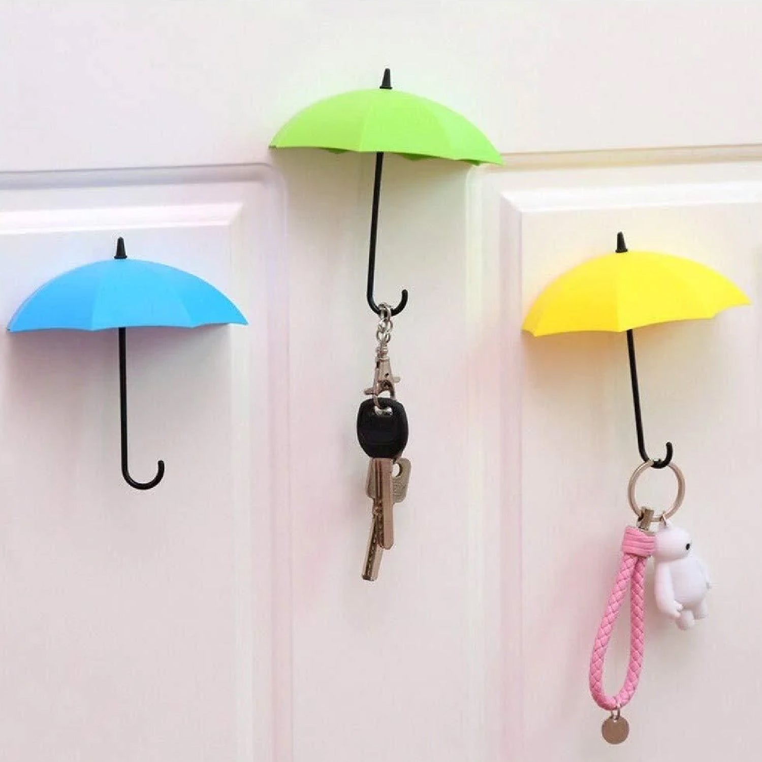 Multipurpose Umbrella Key Hat Holder Wall Hanging Hook Multicolor - 9063_3pc_umbrella_key_holder