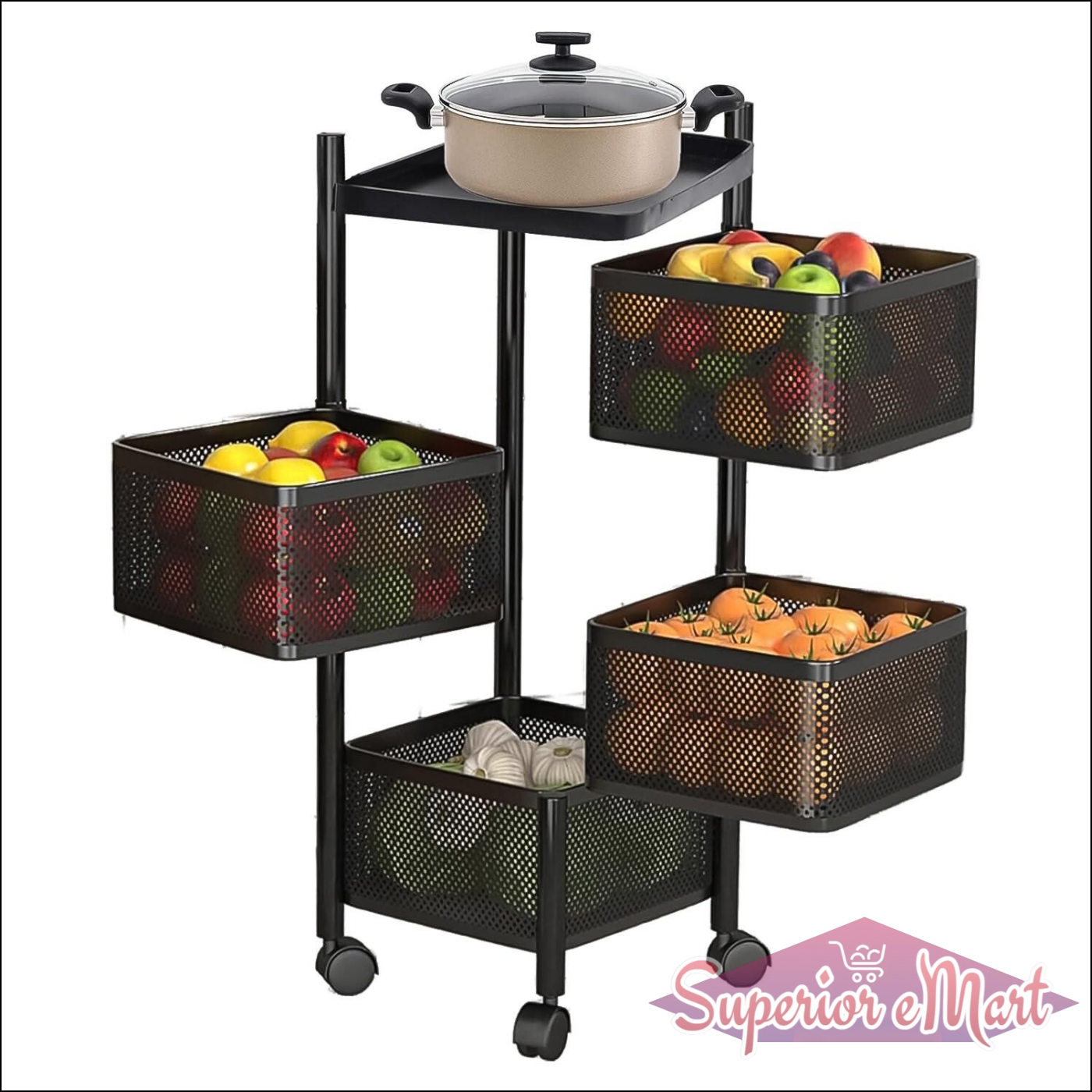 4 Layer Kitchen Storage Cart with Wheels - Superior eMart