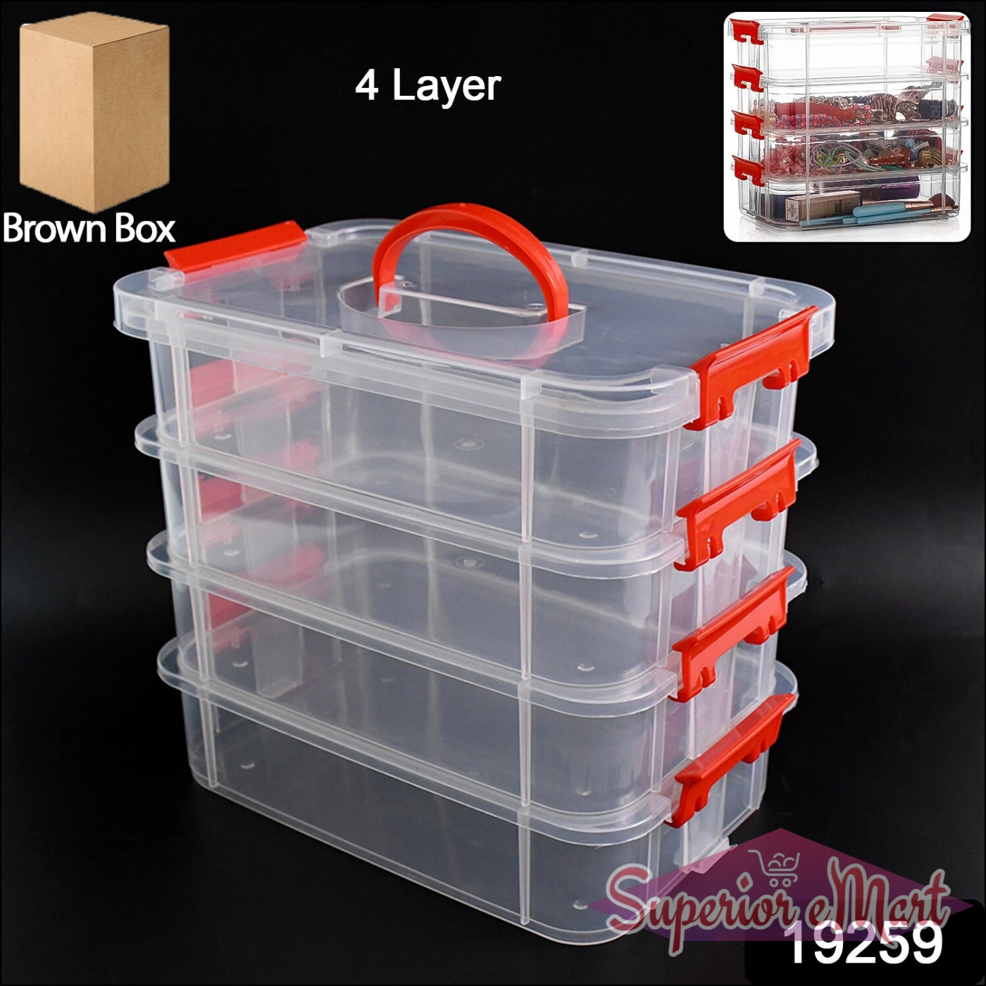 4 Layer Plastic Storage Box with Handle - Superior eMart