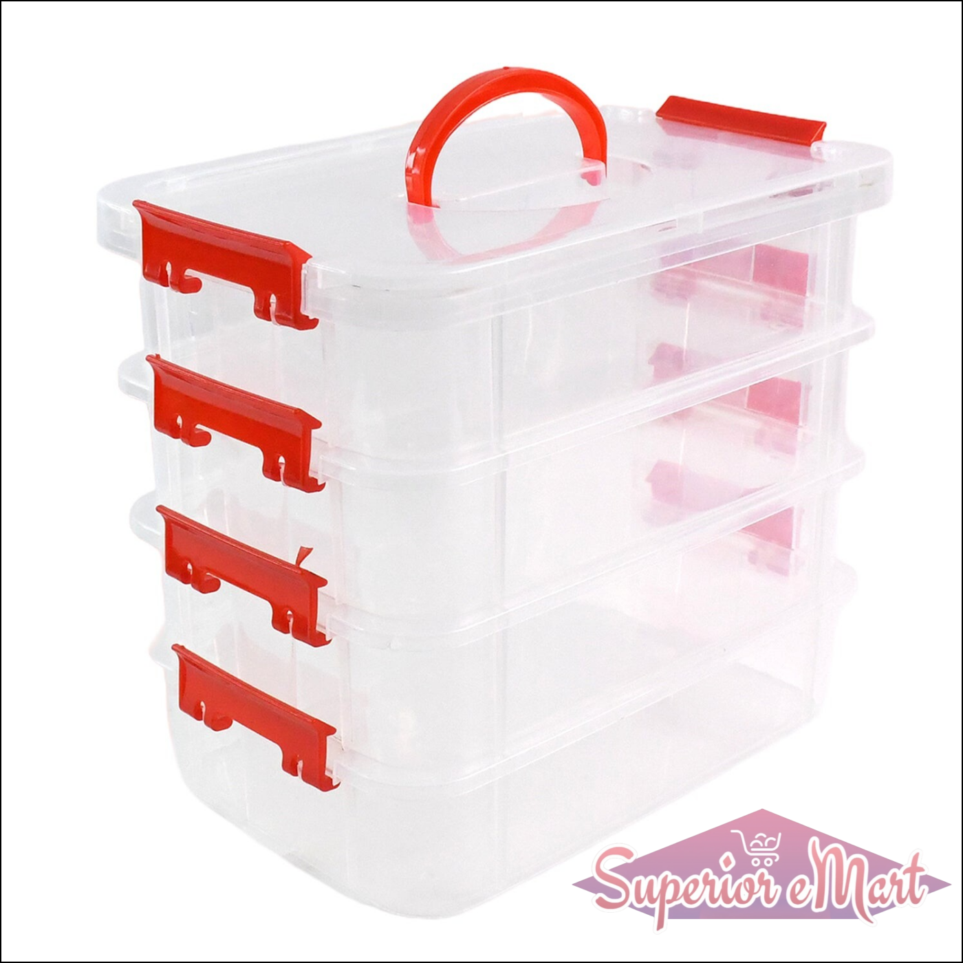 4 Layer Plastic Storage Box with Handle - Superior eMart