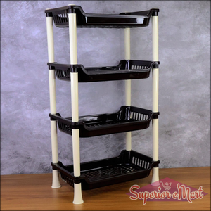 4-layer small storage rack in black and white for organizing home and kitchen items