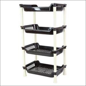 4-layer small storage rack in black and white for organizing kitchen or home items