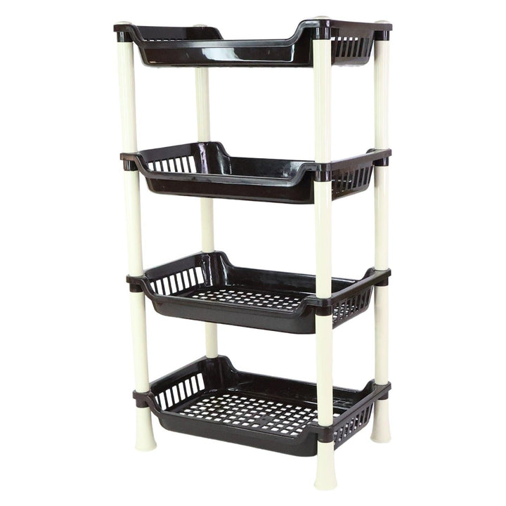 4-layer small storage rack in black and white for organizing kitchen or home items