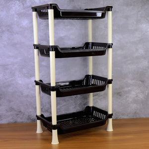 4-layer small storage rack in black and white for organizing home and kitchen items