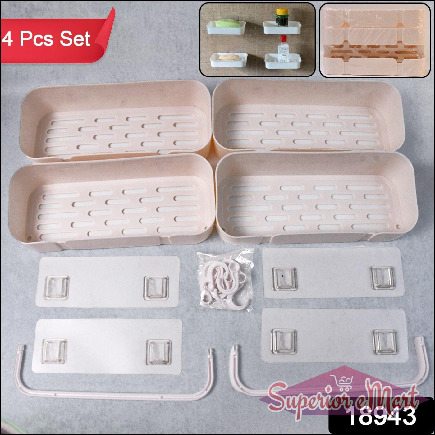 4 Piece Bathroom Rack Set for Home Storage - Superior eMart