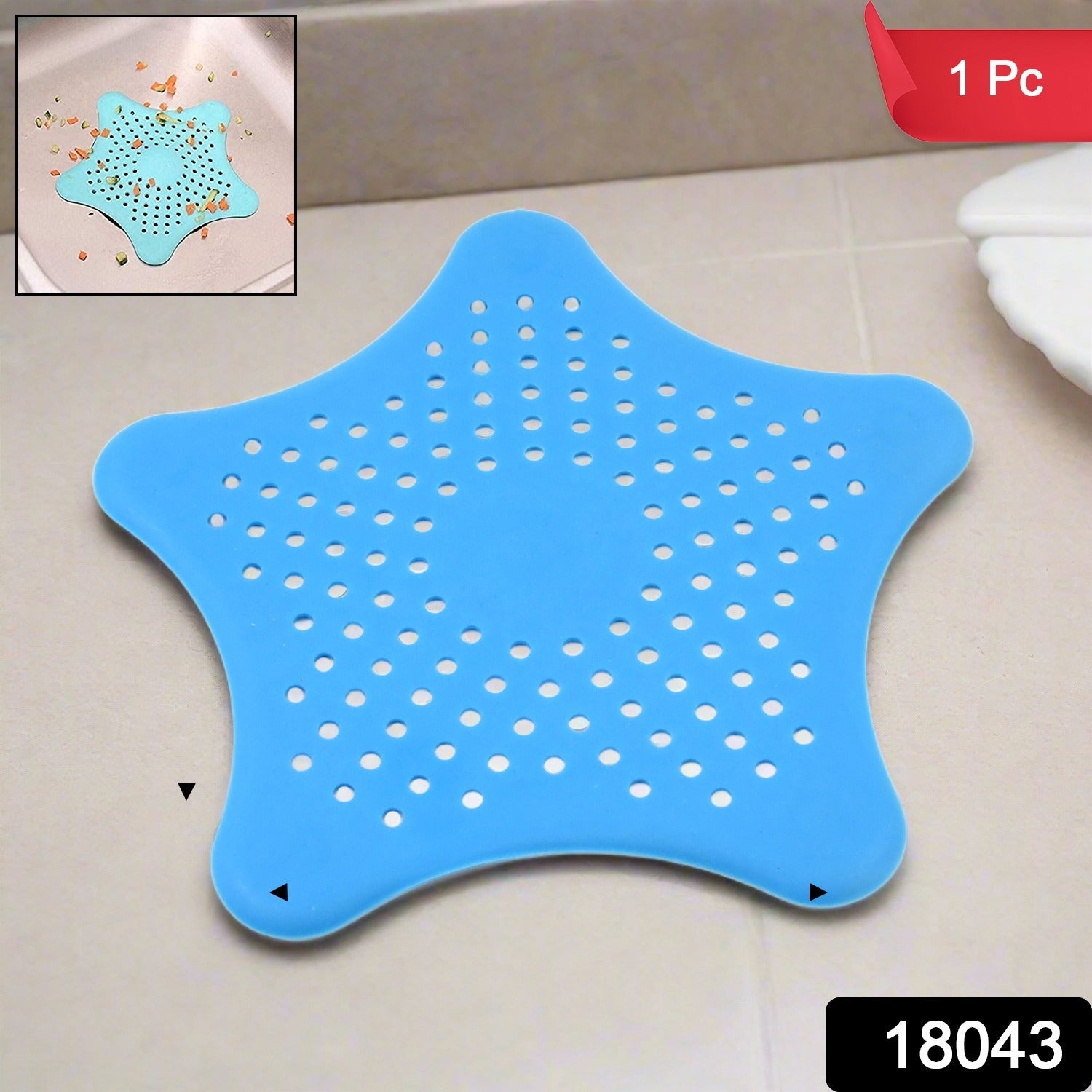 Star Shape Suction Cup Kitchen Bathroom Sink Drain Strainer Hair Stopper Filter, - 18043_star_shape_sink_strainer_1pc