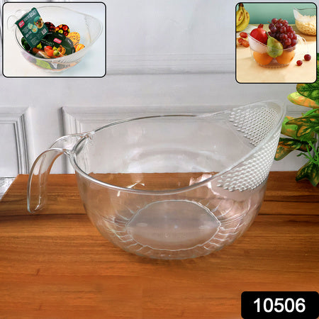 Multipurpose Transparent Plastic Bowl With Handle (1 Pc)
