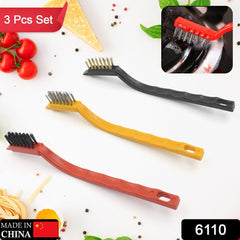 3pc Mini Wire Brush Set Brass Nylon Stainless Steel Bristles Household Cleaning  - 6110_3pc_mini_wire_brush