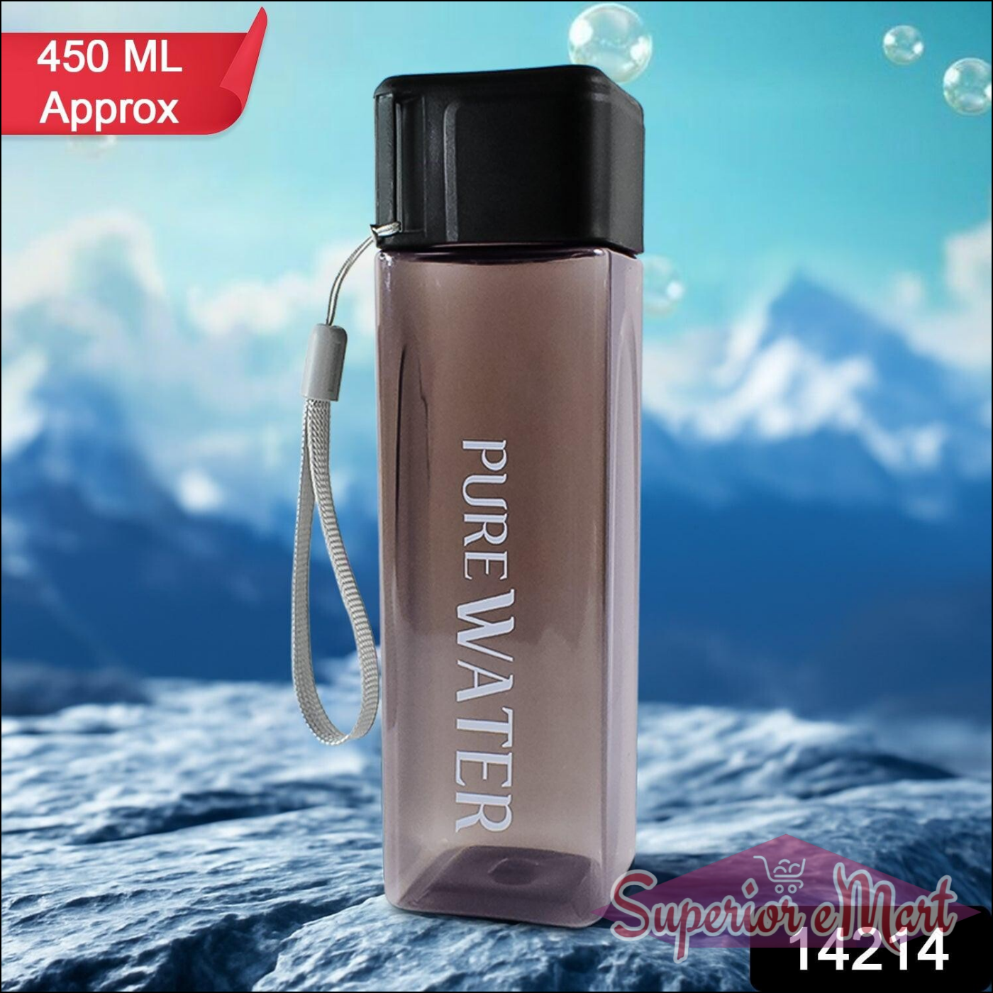 450ml Square Water Bottle - Durable & Portable - Superior eMart
