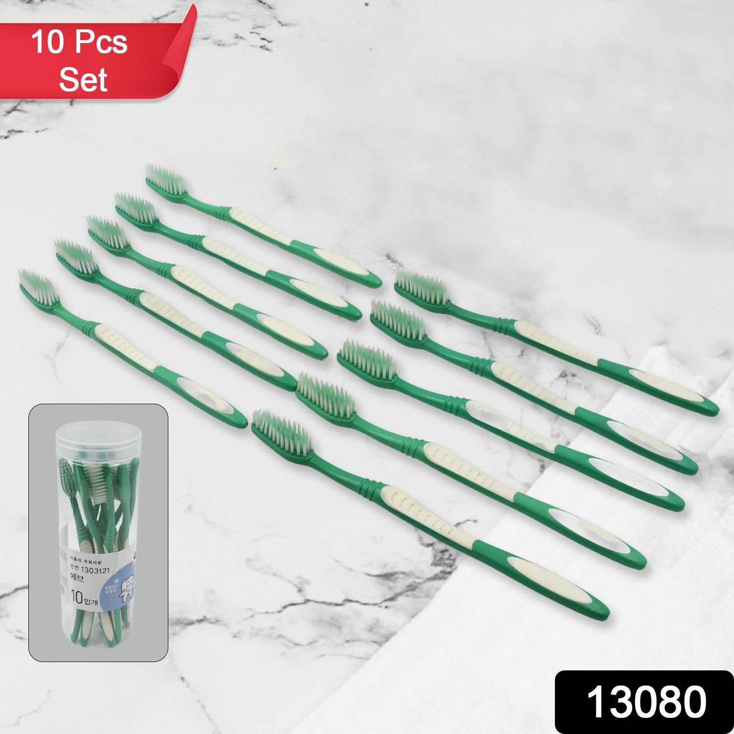 Plastic Toothbrush With Plastic Round Box for Men and Women, Kids, Adults Plas - 13080_soft_pla_toothbrush_10pc_no30