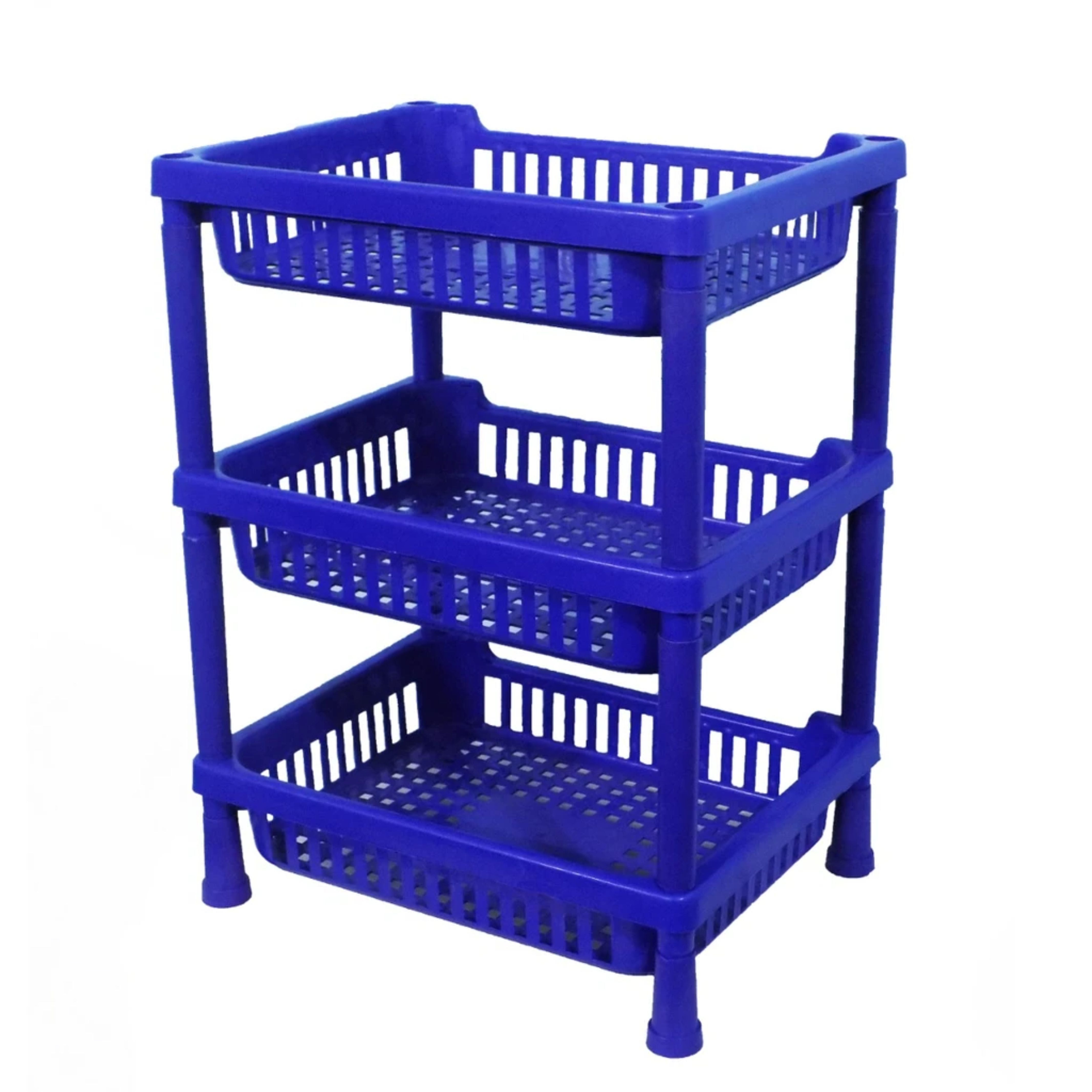 Three-piece plastic storage rack organizer