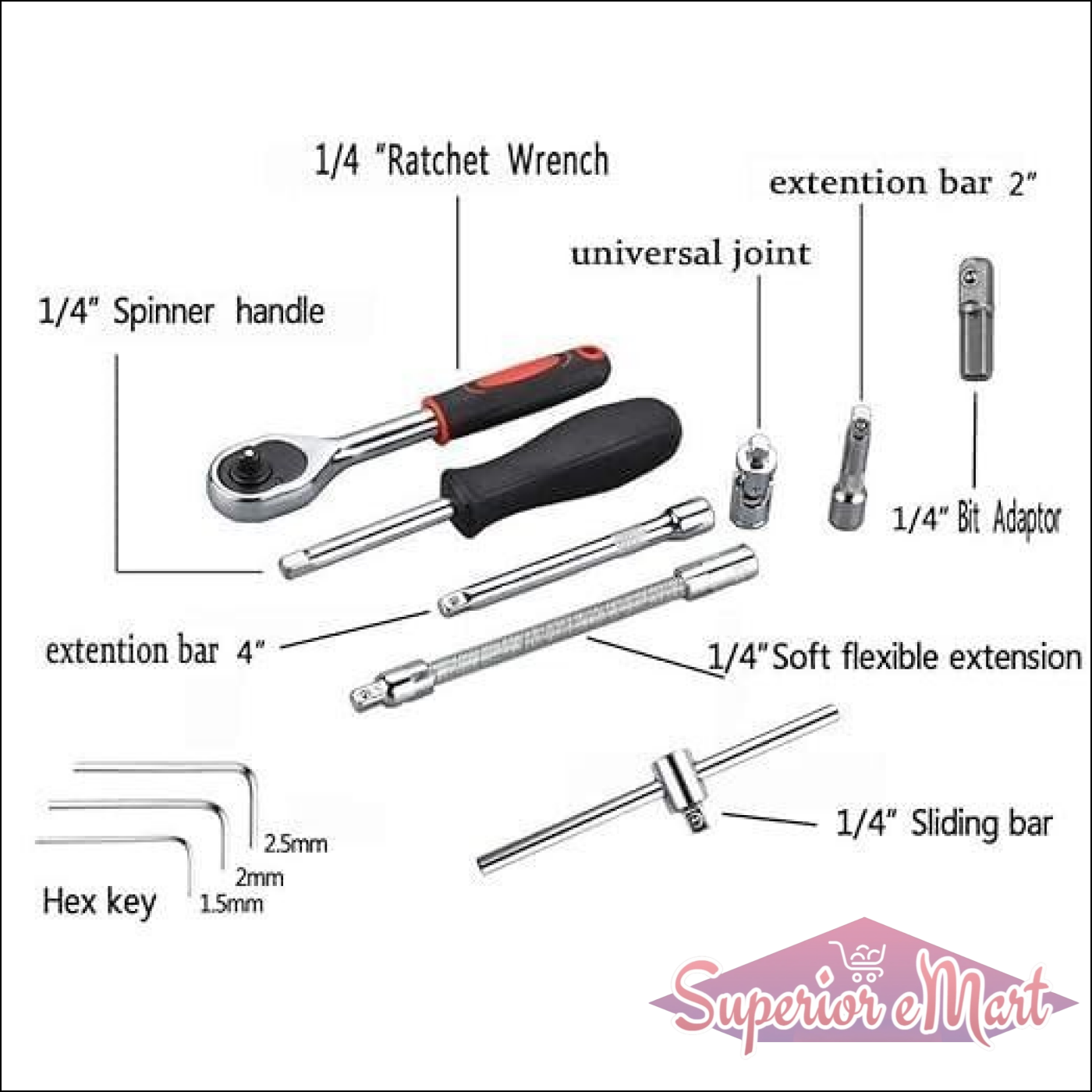 46 in 1 Pcs Tool Kit & Screwdriver and Socket Set - Superior eMart