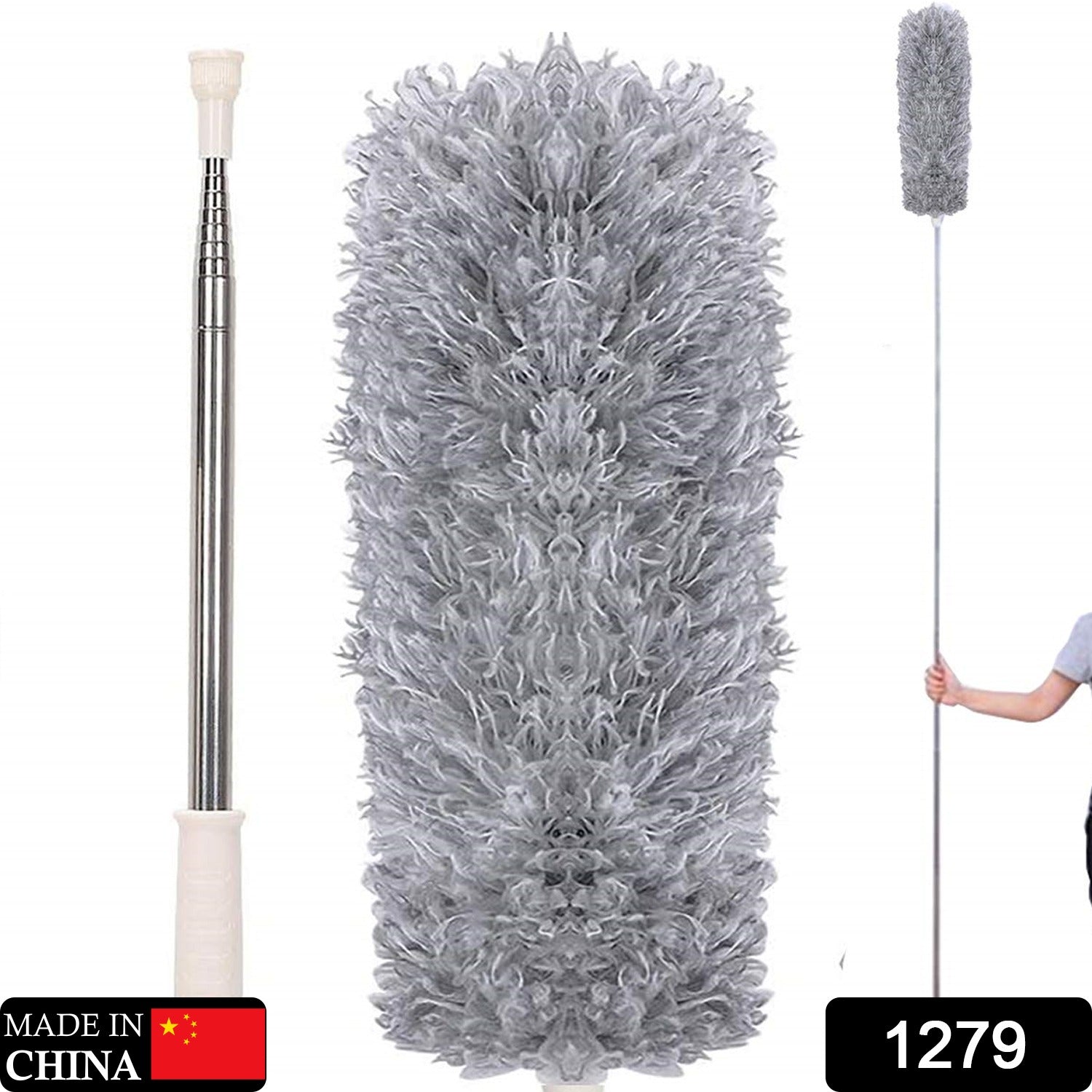 Microfiber Dusters for Cleaning, Telescoping Feather Duster with 100 inches Exte - 1279_microfiber_telescoping_duster