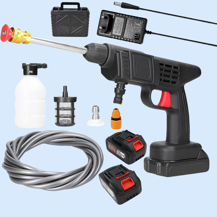 48v car washer gun kit with power cord, hose, and accessories for effective cleaning