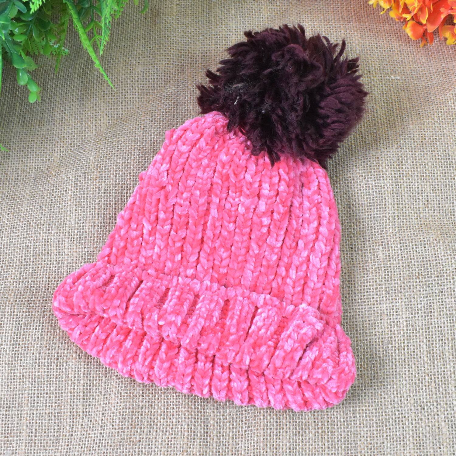 Soft Winter Cap Woolen Inside Fur Beanie Cap (1 Pc  Mix Design  Color) - Superior eMart