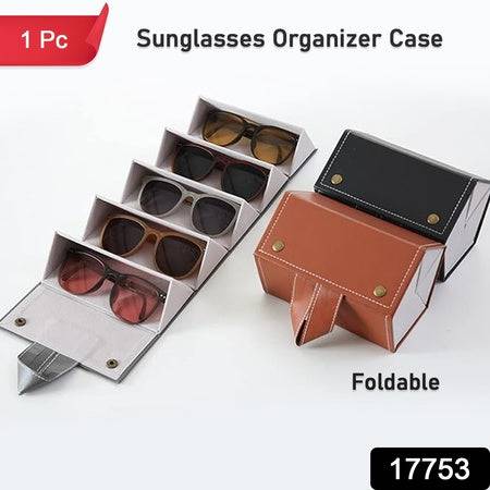 17753 5 Slots Sunglasses Organizer Box Glass Holder Box Spectacle Case Of Sunglasses Specs Case Foldable Travel Glasses Case Storage (1 Pc) - Superior eMart