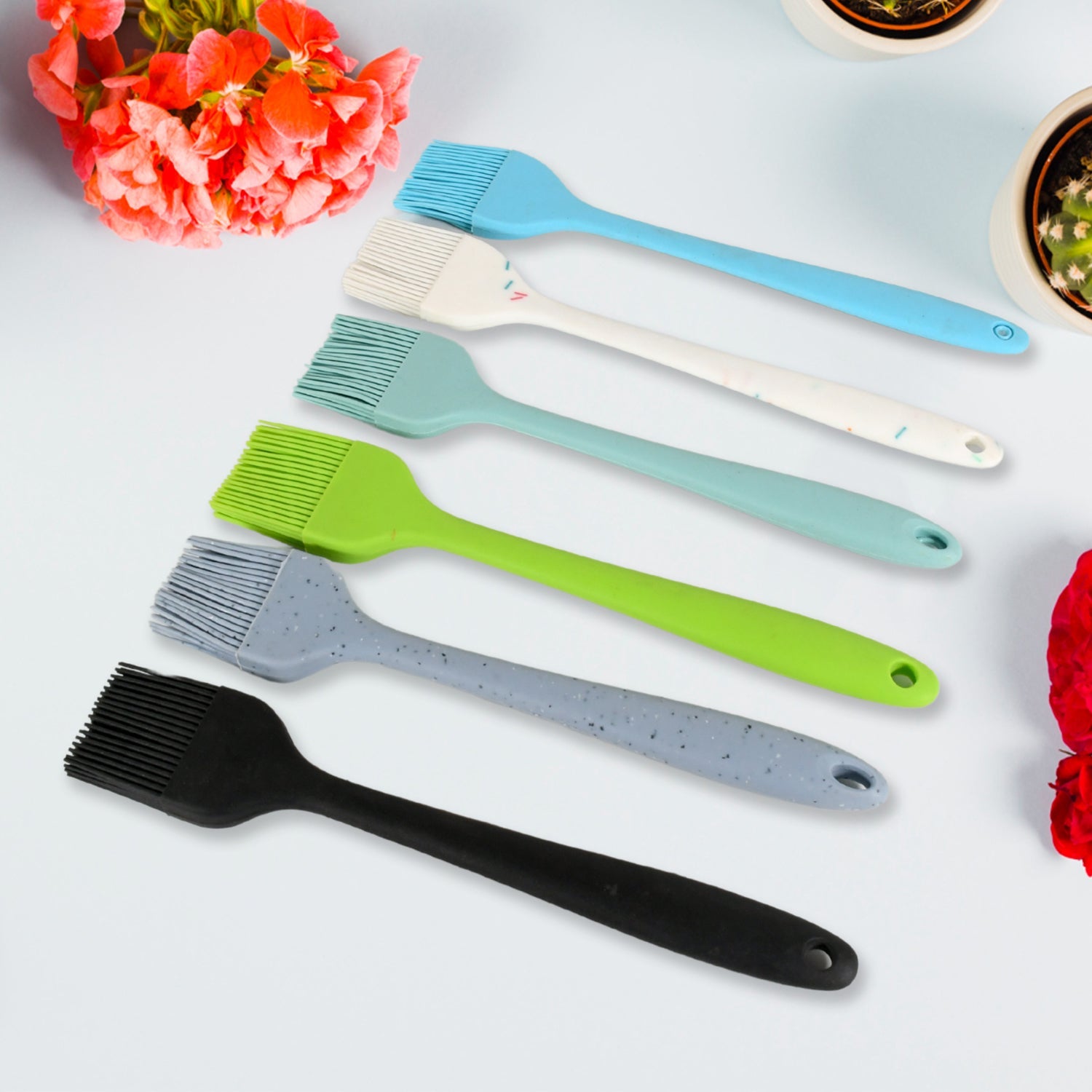 Multipurpose Silicone Spoon, Silicone Basting Spoon Non-Stick Kitchen Utensils H - 8206_siliccone_cooking_brush_6pc_no50