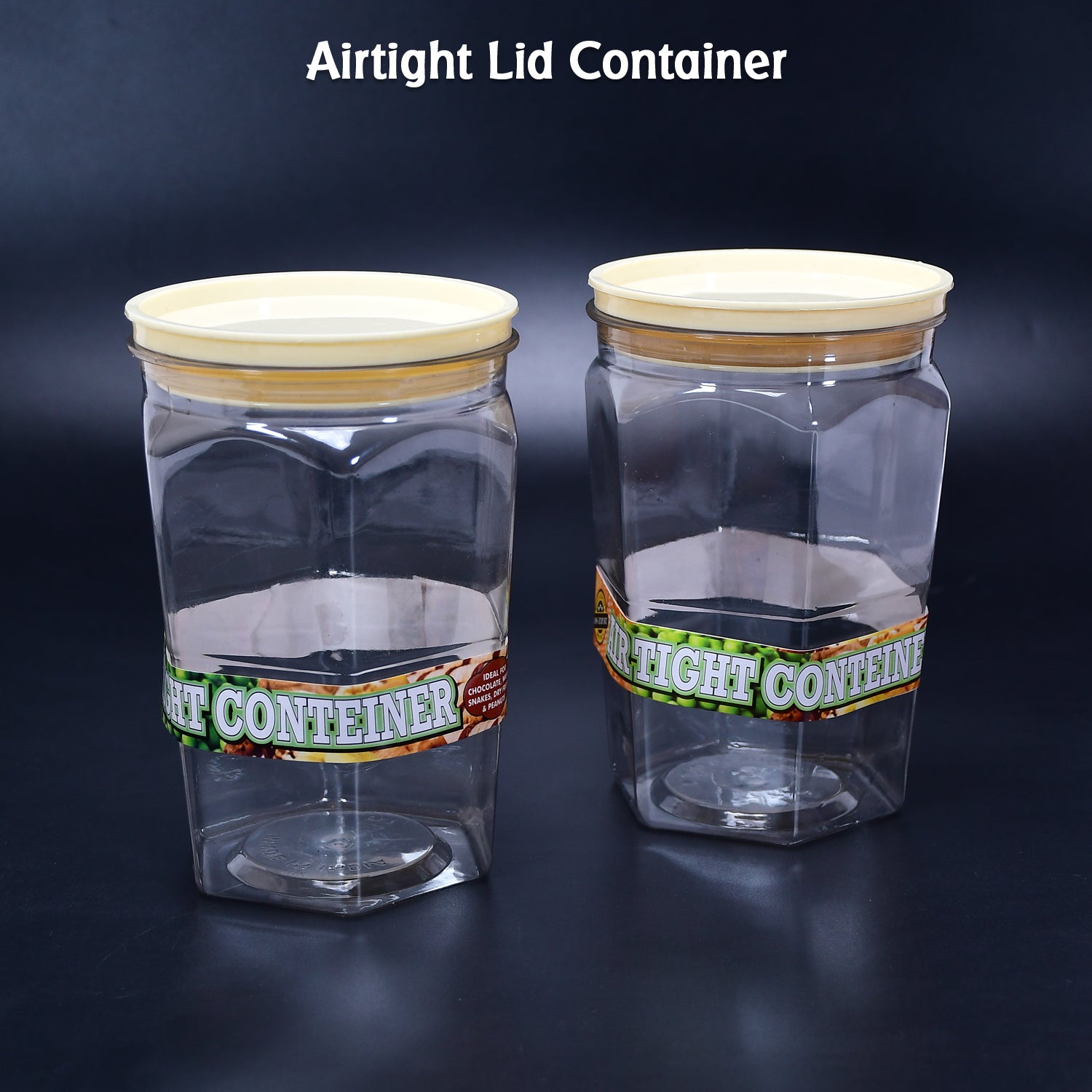 Stackable airtight jars for cereals or snacks.