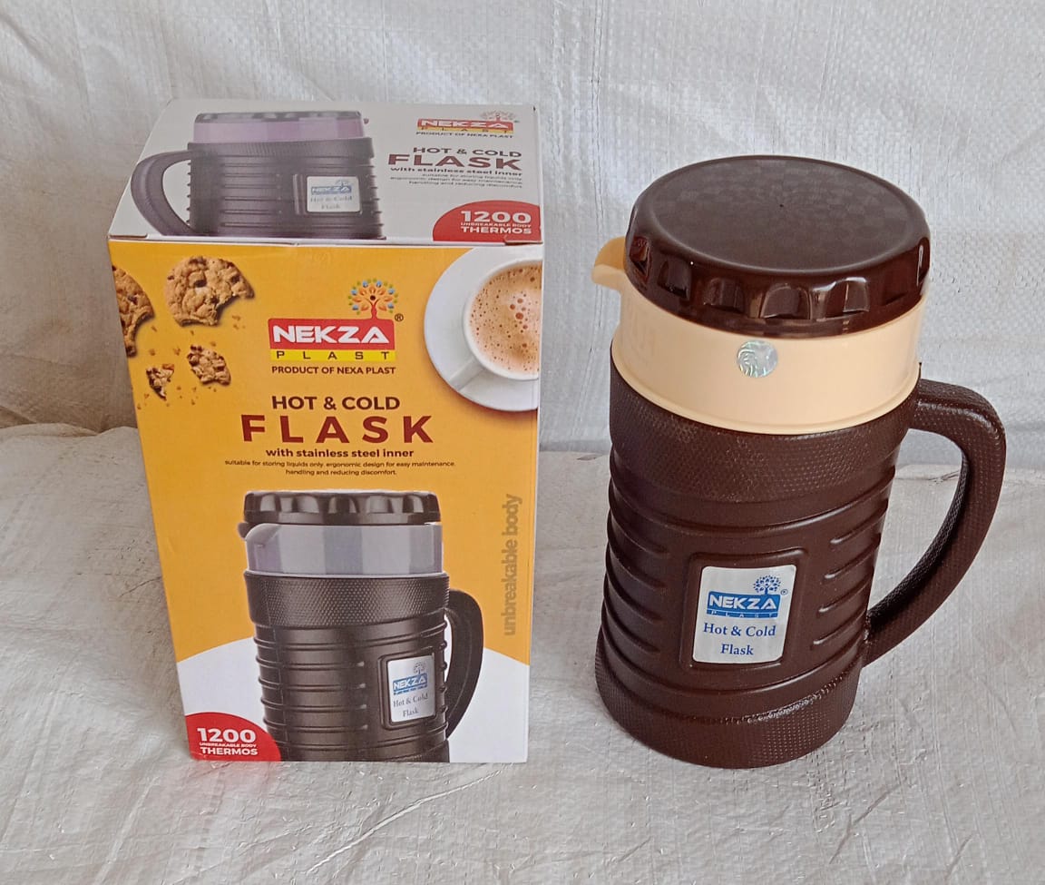 Stainless Steel Thermos Flask (Multiple Sizes): Travel Mug, Coffee, Tea (Leakpro - 2365_nexa_flask_1200ml_n404