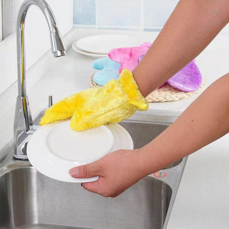 Fiber gloves for dishwashing