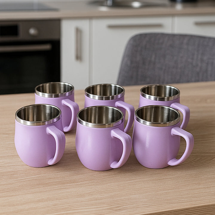 Double Wall Stainless Steel Mug Set (6pc200ml)