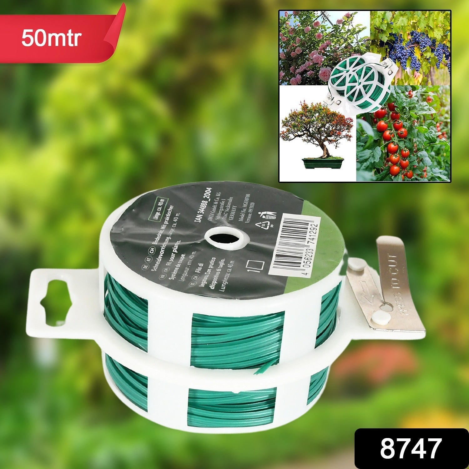 Garden Wire, Sturdy Plant Ties for Support, Garden Ties with Cutter for Tomatoes - 8747_garden_wire_50mtr