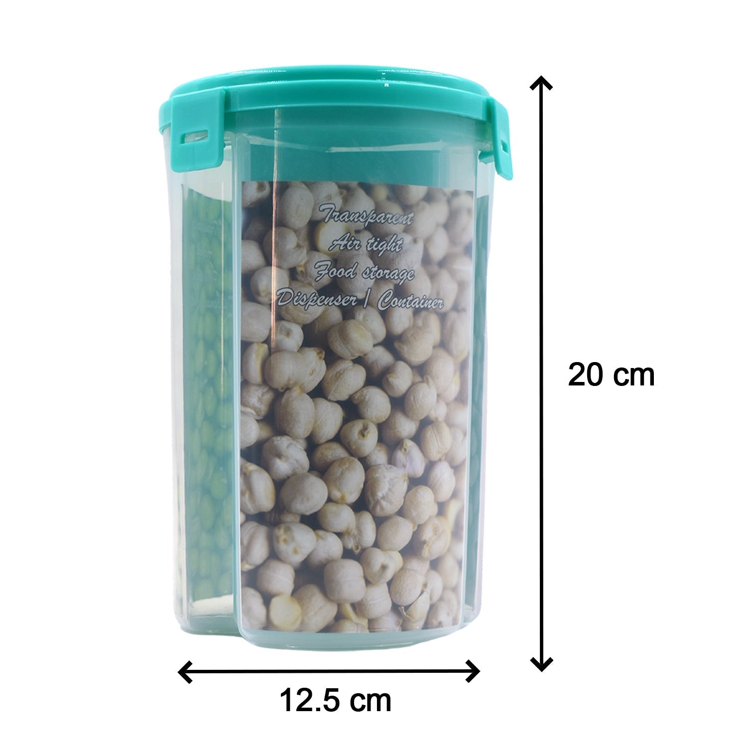 Image of a transparent storage container with three sections and a sealed lid.