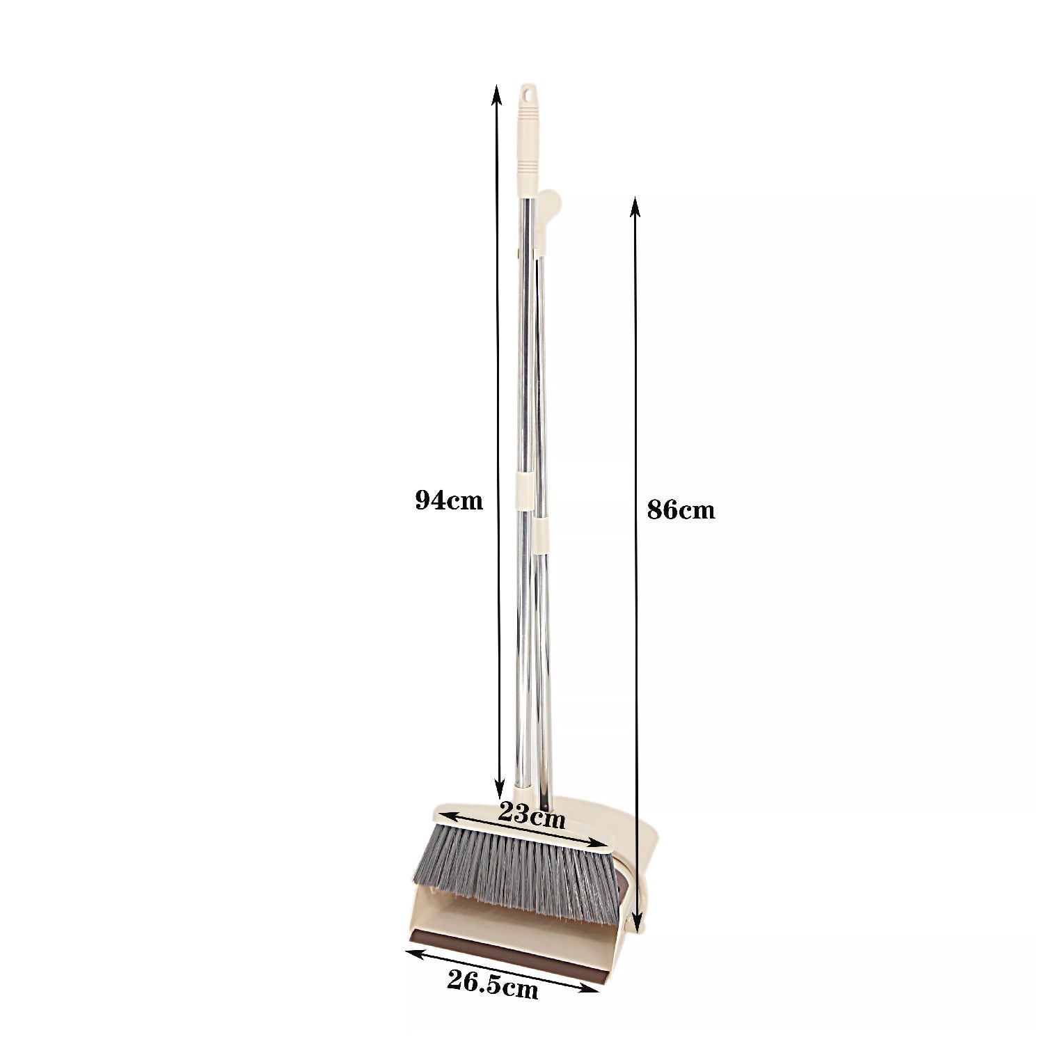 Cleaning set with dustpan and broom handle