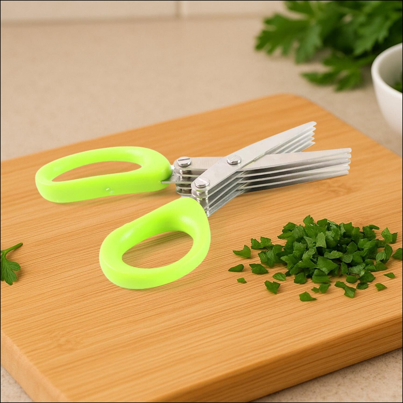 5-Blade Kitchen Scissors with Green Handles - Superior eMart