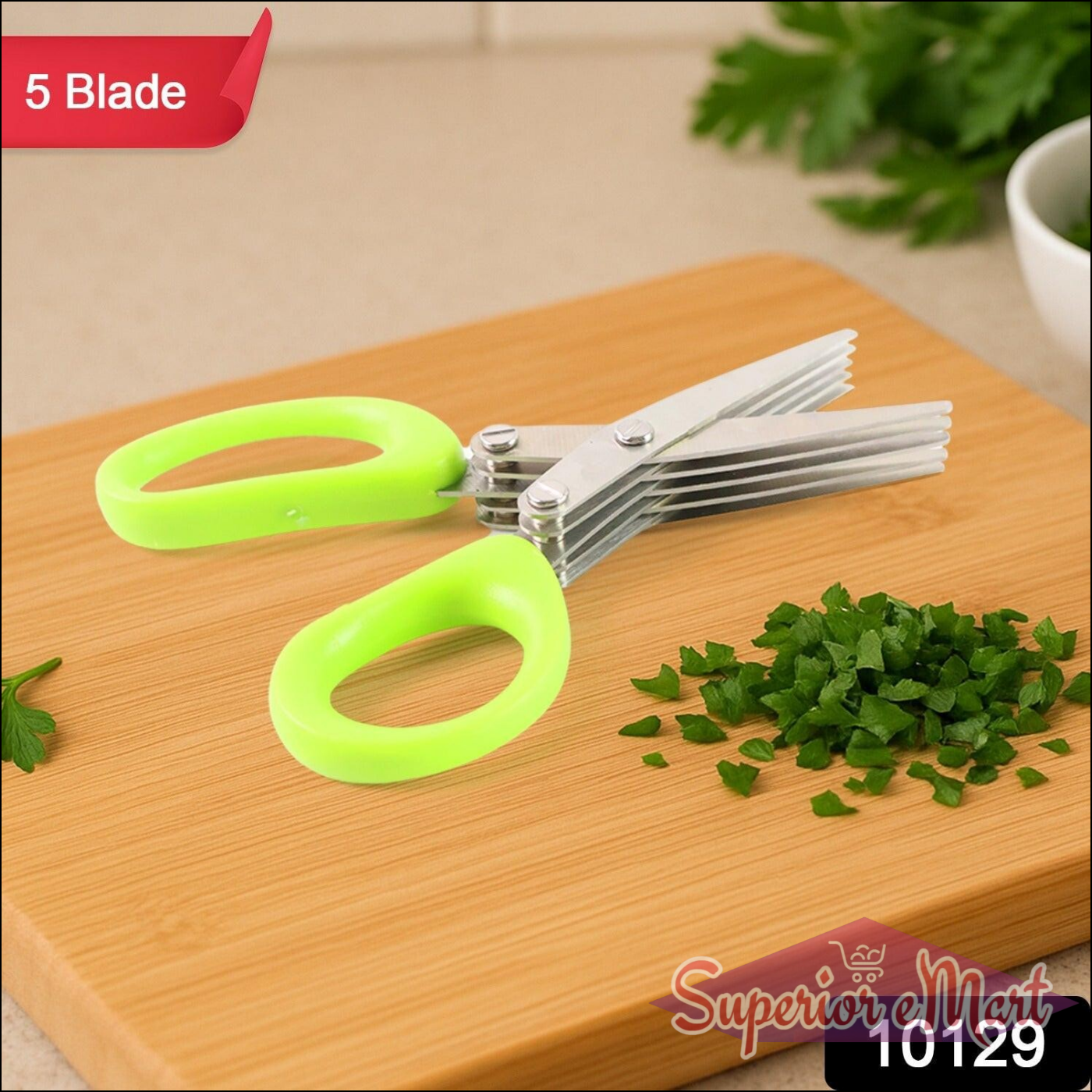 5-Blade Kitchen Scissors with Green Handles - Superior eMart